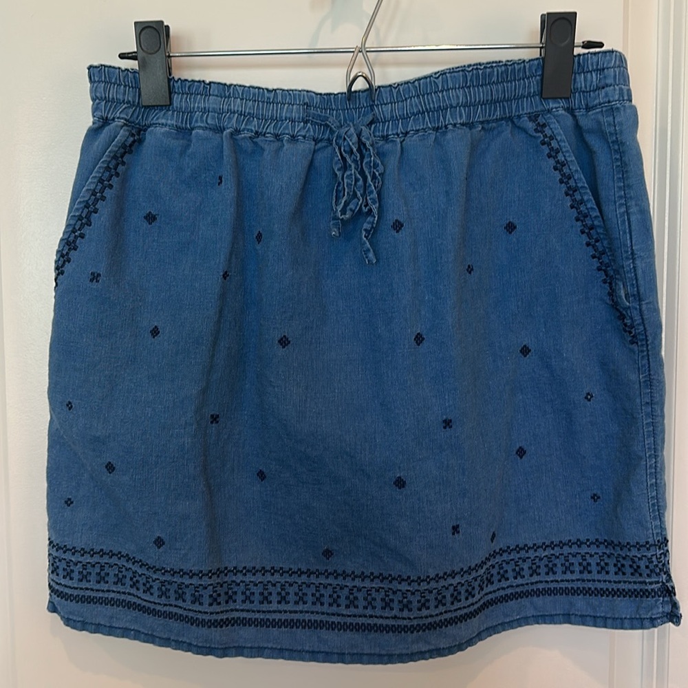 J. Crew Denim Blue Embroidered Women's Skirt